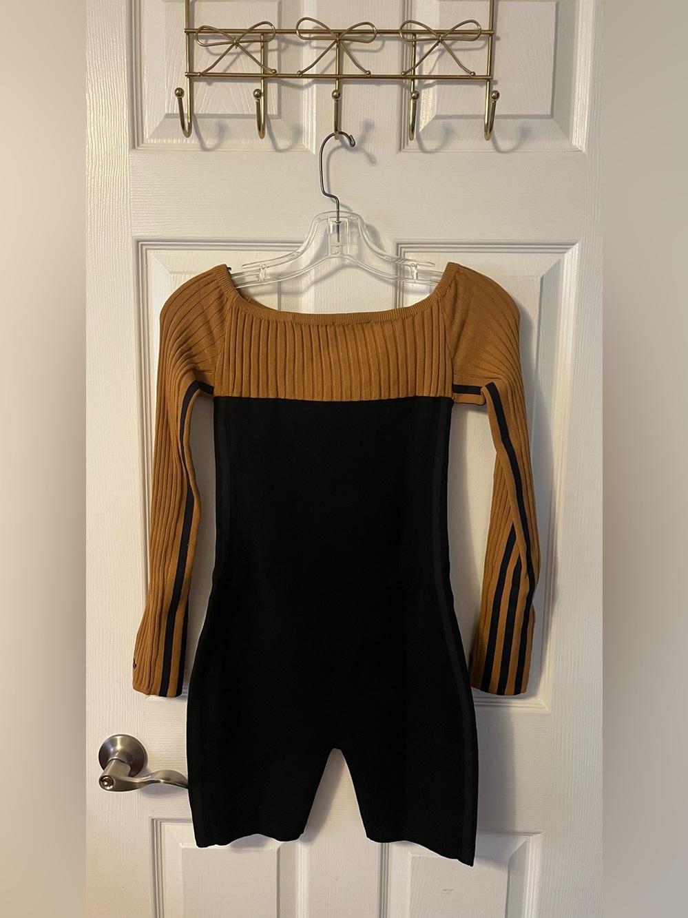 adidas IVY PARK Black and Brown Long-Sleeve Ribbed Jumpsuit - Picture 3 of 3